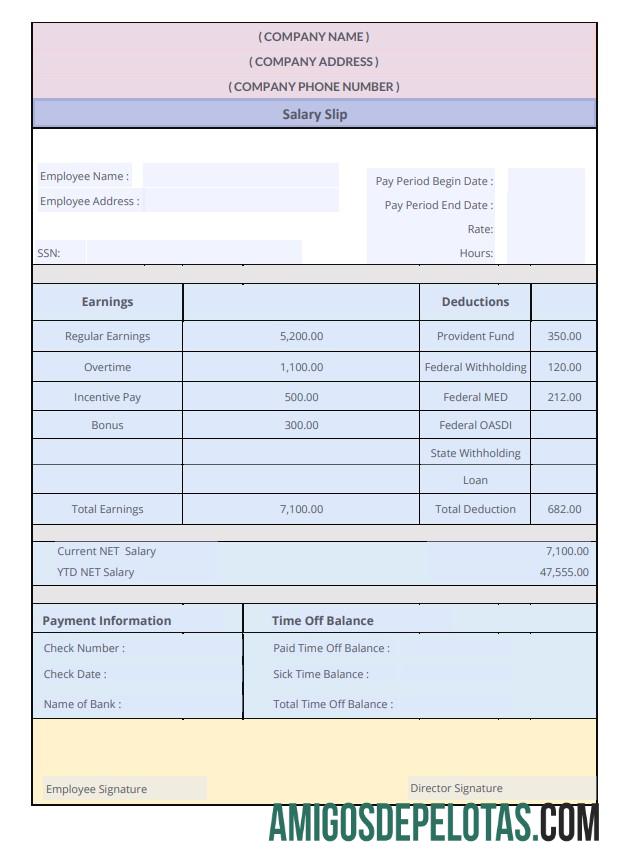 Realista Modelo Word e PDF de comprovante de salário